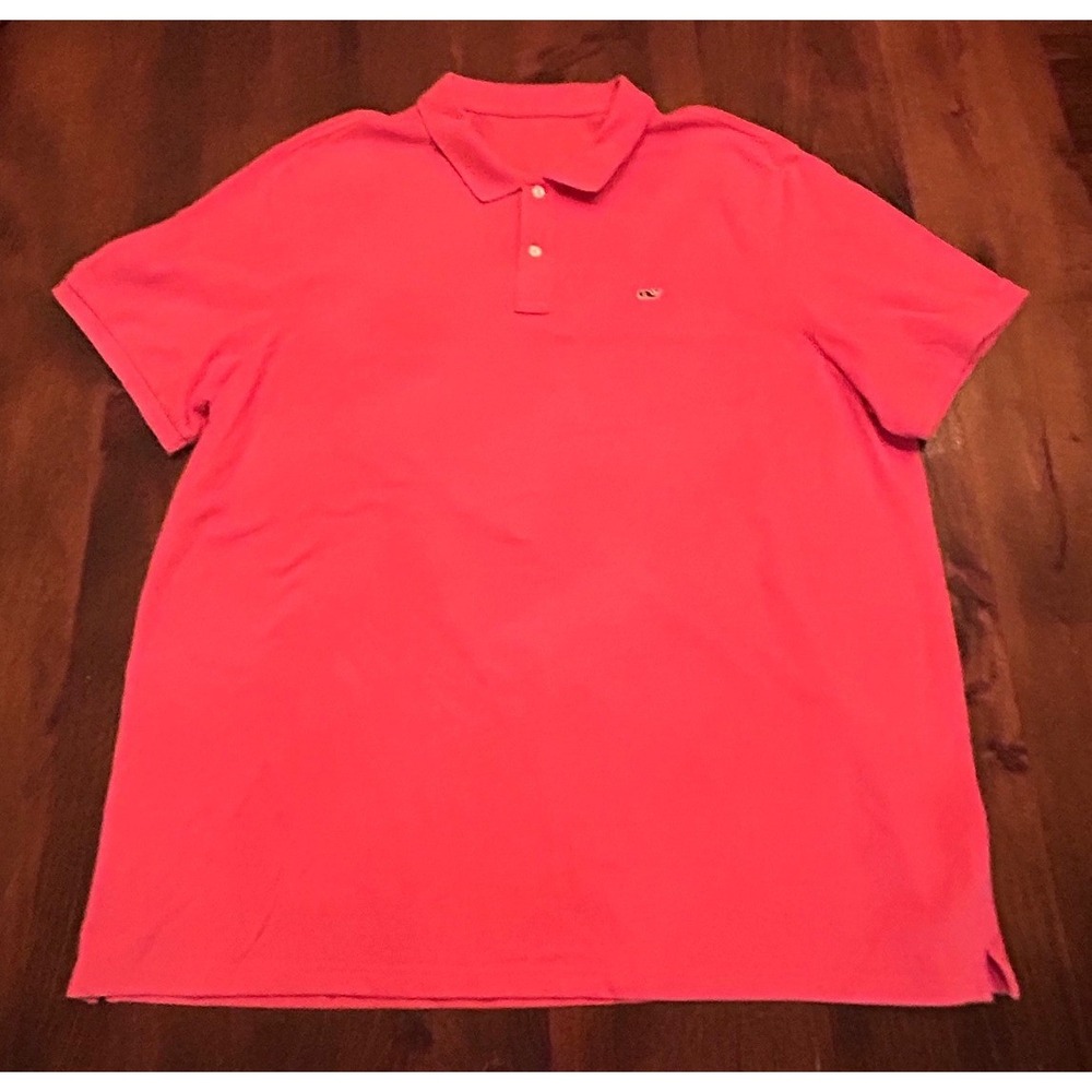 Vineyard Vines Polo Shirt Mens XL Pink Short Sleeve Whale Logo Pique Preppy